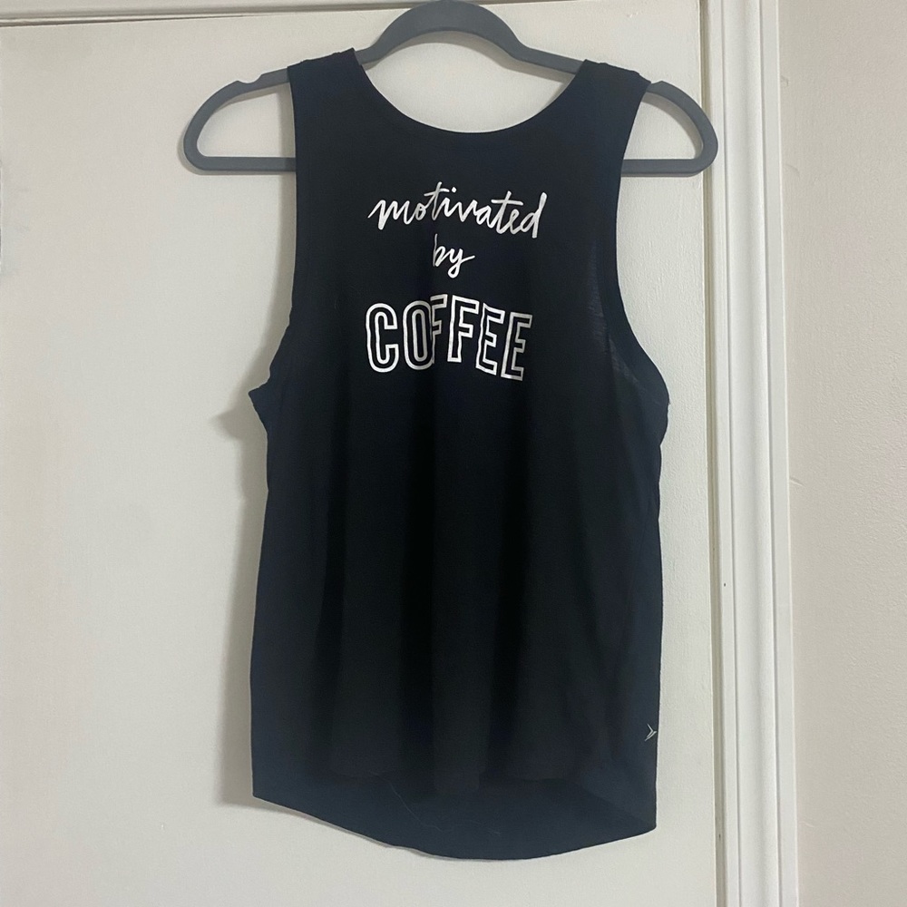Black Exercise Tank From Old Navy Motivated by Coffee Size M